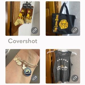 2 pair of NEW🧦w🦁King bag 17x14”+Hakuna Matata Tee SzS 🦁👑+Alex & Ani bracelet